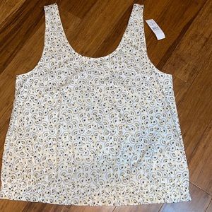 NWT. Loft sleeveless blouse Size L. Floral yellow design